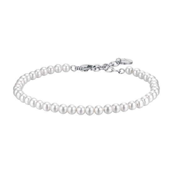 BRACELET POUR HOMME EN ACIER AVEC PERLES BLANCHES