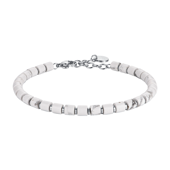 BRACELET HOMME EN ACIER AVEC PIERRES BLANCHES