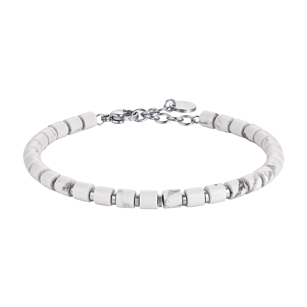 BRACELET HOMME EN ACIER AVEC PIERRES BLANCHES