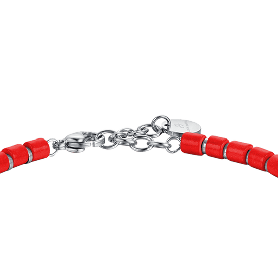 BRACELET HOMME EN ACIER AVEC PIERRES ROUGES