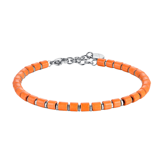 BRACELET HOMME EN ACIER AVEC PIERRES ORANGE