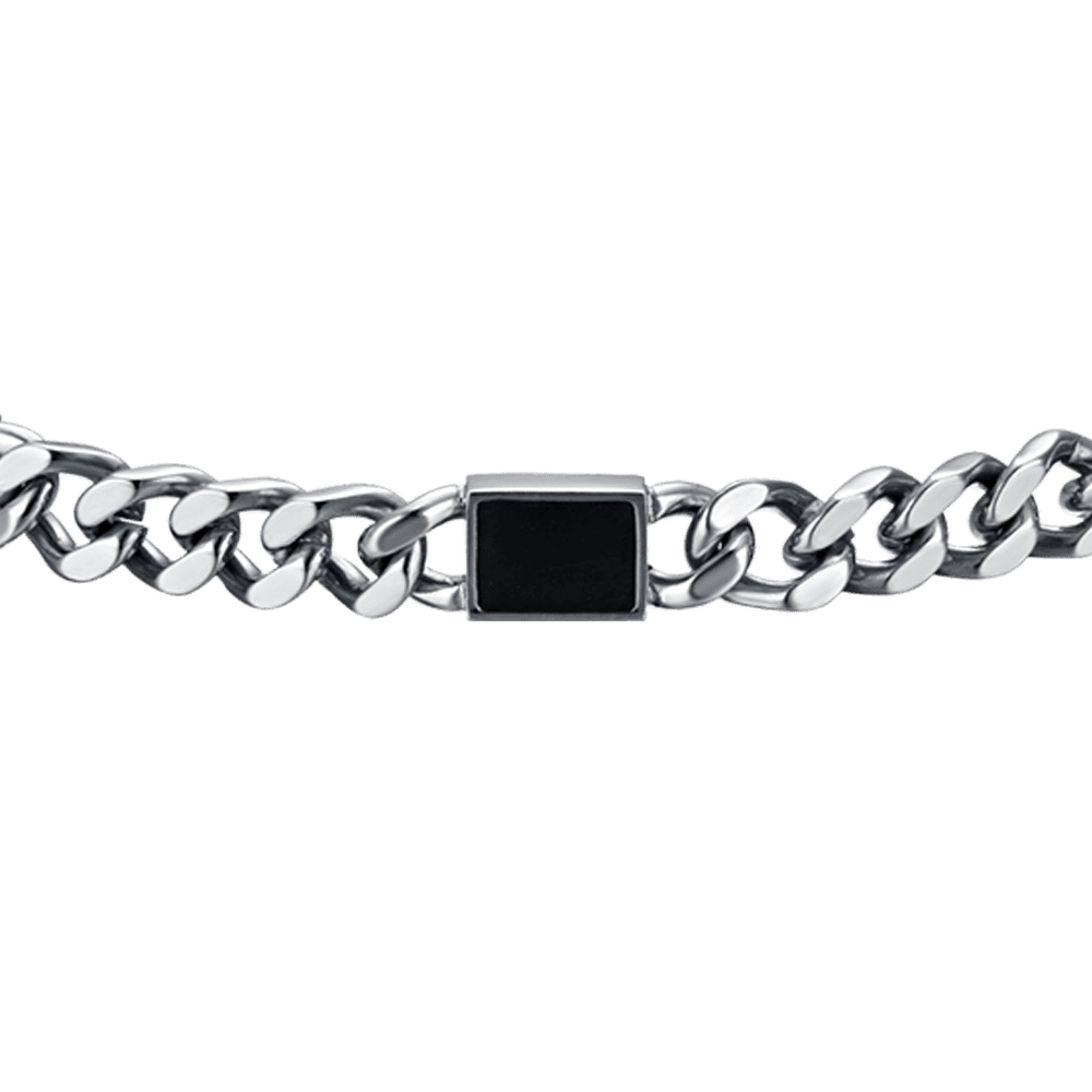 BRACELET POUR HOMME EN ACIER AVEC ÉLÉMENTS NOIRS