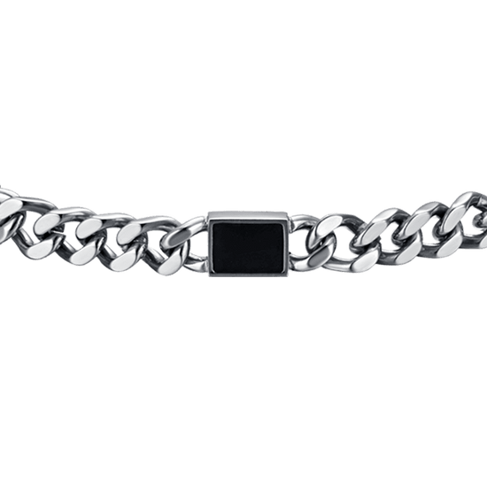 BRACELET POUR HOMME EN ACIER AVEC ÉLÉMENTS NOIRS