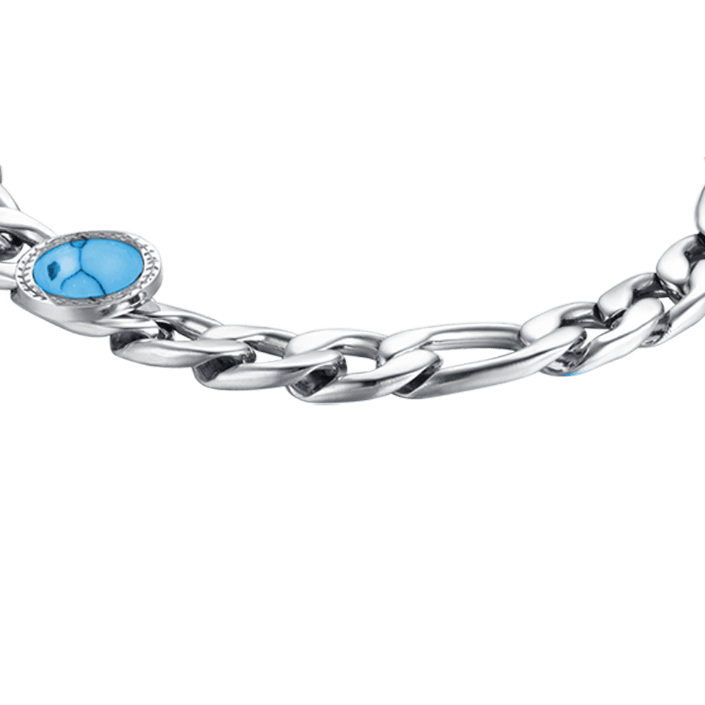 BRACELET HOMME EN ACIER AVEC PIERRE TURQUOISE