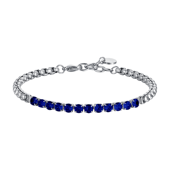 BRACELET HOMME EN ACIER AVEC CRISTAUX BLEUS