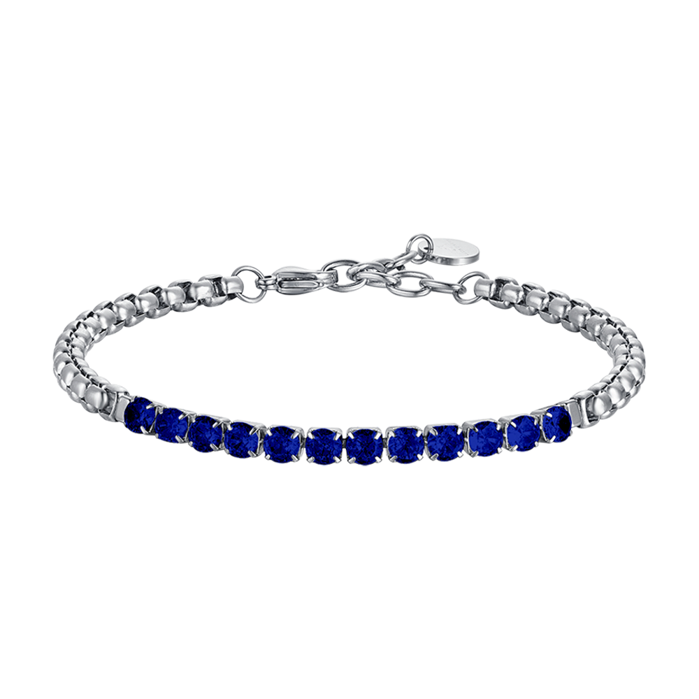 BRACELET HOMME EN ACIER AVEC CRISTAUX BLEUS