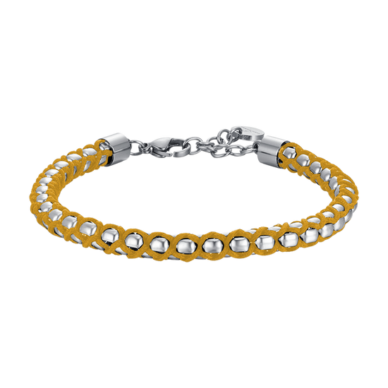 BRACELET EN ACIER POUR HOMME AVEC CORDON JAUNE Luca Barra