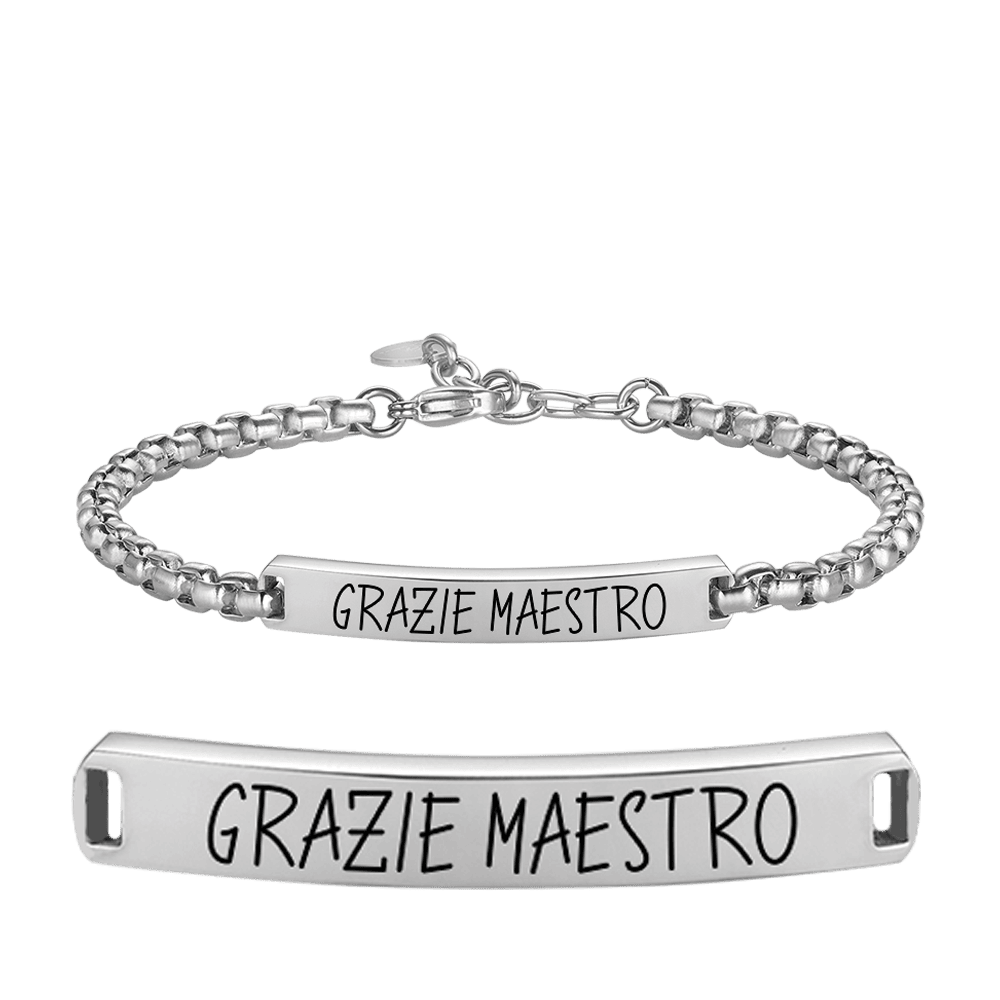 BRACELET HOMME EN ACIER GRAZIE MAESTRO AVEC PLAQUE