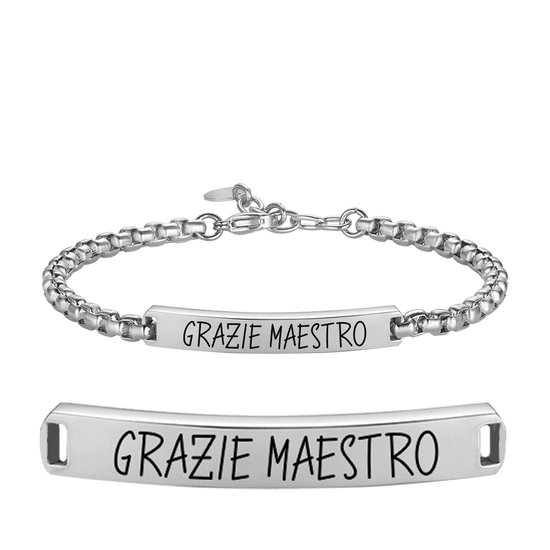 BRACELET HOMME EN ACIER GRAZIE MAESTRO AVEC PLAQUE