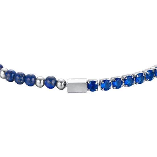 BRACELET HOMME EN ACIER AVEC CRISTAUX ET PIERRES BLEUS