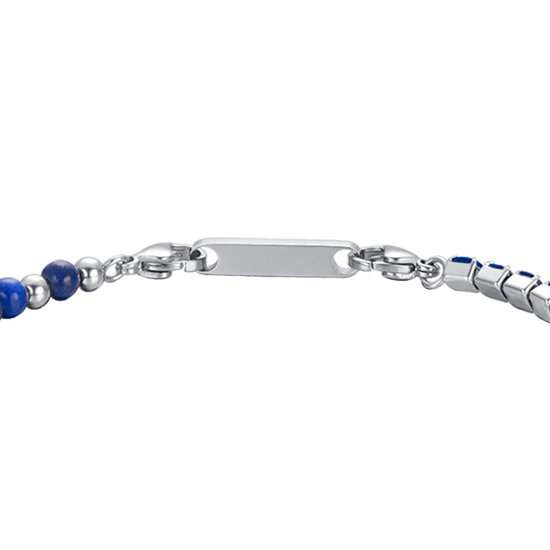 BRACELET HOMME EN ACIER AVEC CRISTAUX ET PIERRES BLEUS