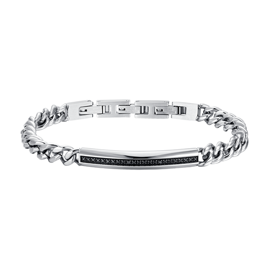 BRACELET HOMME EN ACIER AVEC ÉLÉMENT EN CRISTAL NOIR