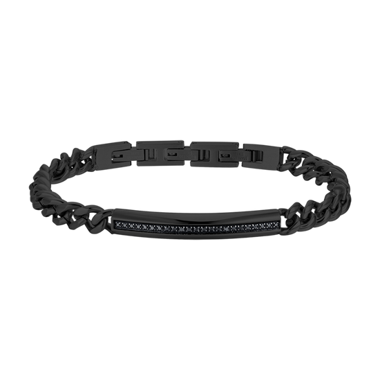 BRACELET HOMME EN ACIER IP NOIR AVEC ÉLÉMENT EN CRISTAL NOIR