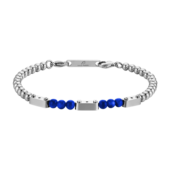 BRACELET HOMME EN ACIER AVEC PIERRES LAPIS