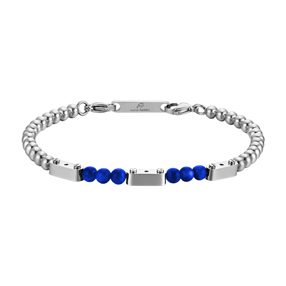 BRACELET HOMME EN ACIER AVEC PIERRES LAPIS