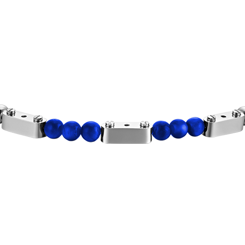 BRACELET HOMME EN ACIER AVEC PIERRES LAPIS