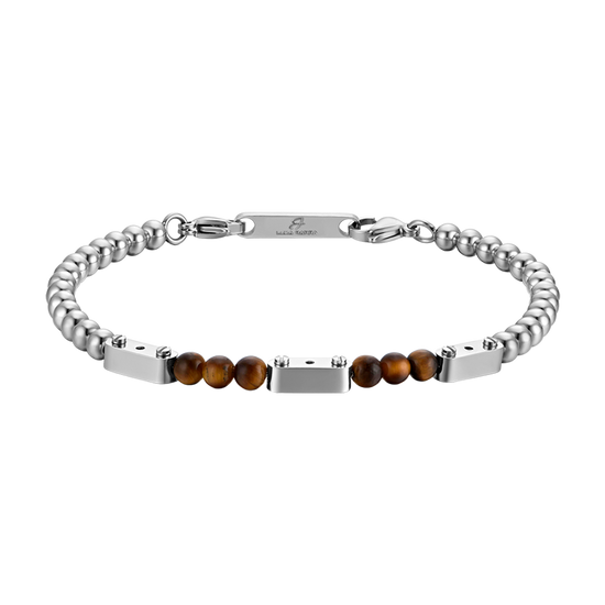 BRACELET HOMME EN ACIER AVEC PIERRES EN OEIL DE TIGRE