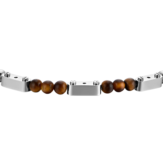 BRACELET HOMME EN ACIER AVEC PIERRES EN OEIL DE TIGRE