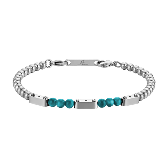 BRACELET POUR HOMME EN ACIER AVEC PIERRES TURQUOISES