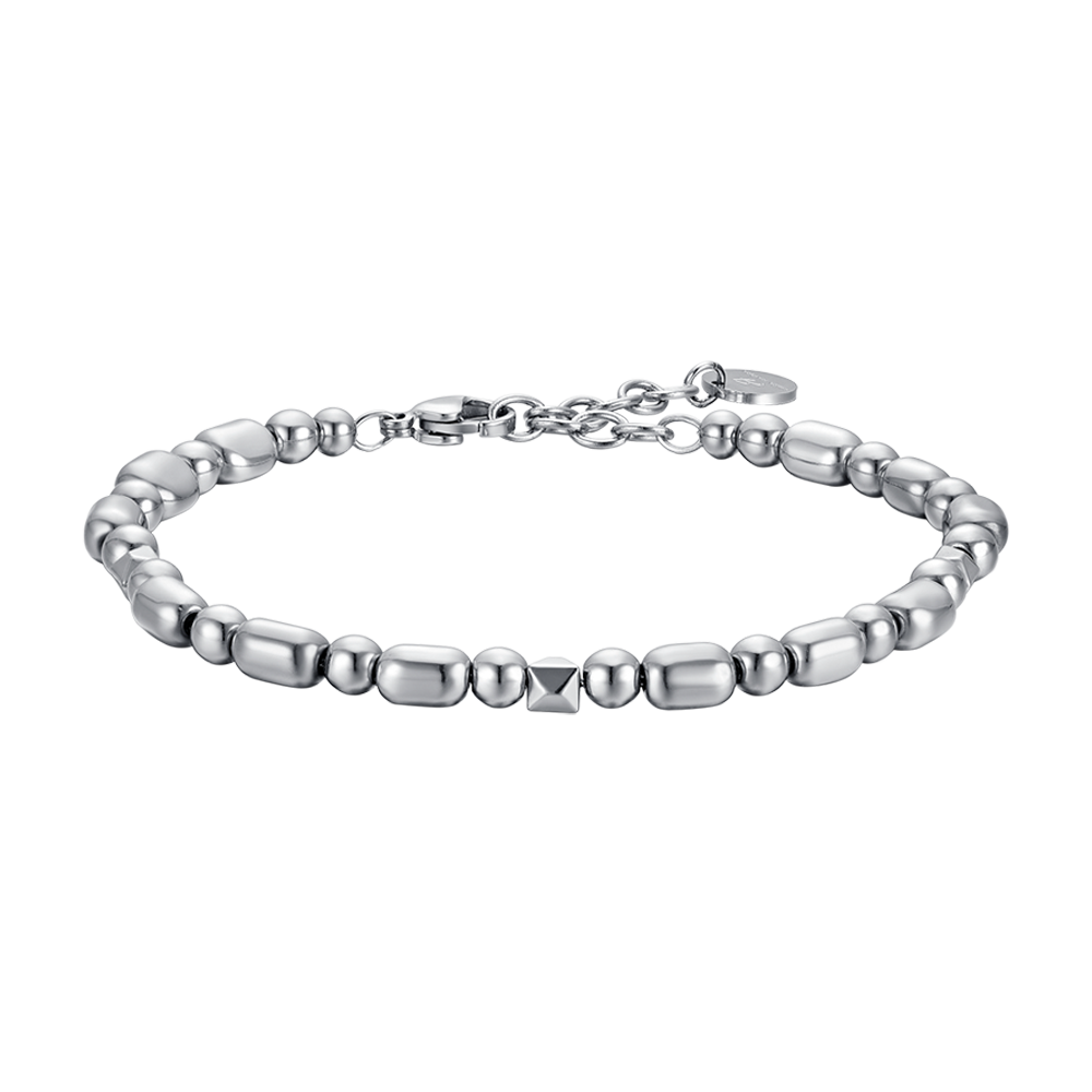 BRACELET ACIER POUR HOMME AVEC HÉMATITE ARGENTÉE