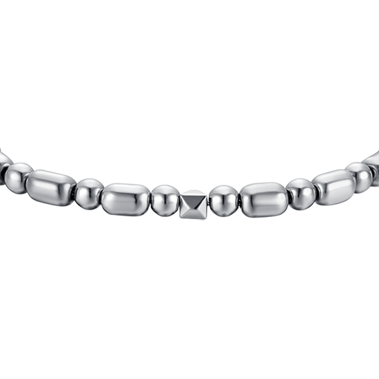 BRACELET ACIER POUR HOMME AVEC HÉMATITE ARGENTÉE