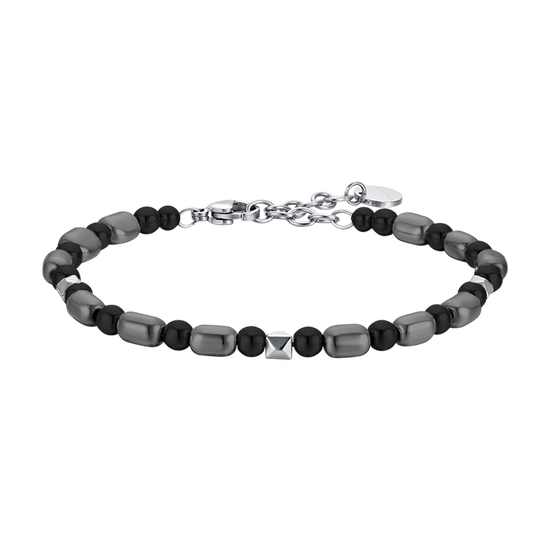 BRACELET HOMME EN ACIER AVEC IP GUN ET HÉMATITE NOIRE