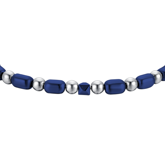 BRACELET HOMME EN ACIER AVEC HÉMATITE BLEUE