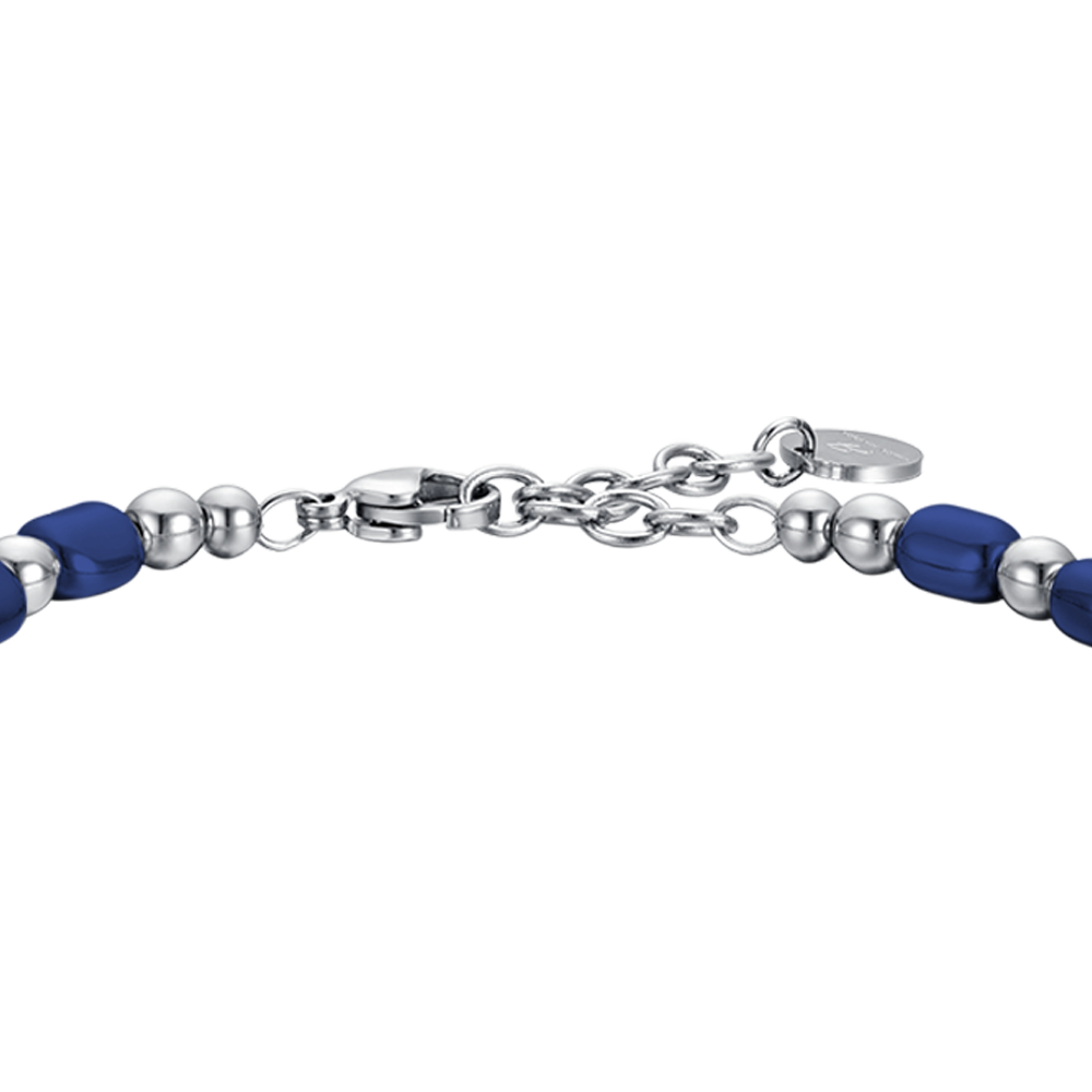 BRACELET HOMME EN ACIER AVEC HÉMATITE BLEUE