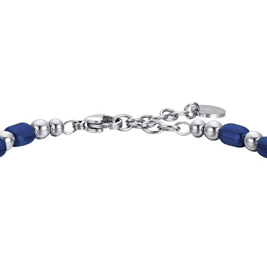 BRACELET HOMME EN ACIER AVEC HÉMATITE BLEUE