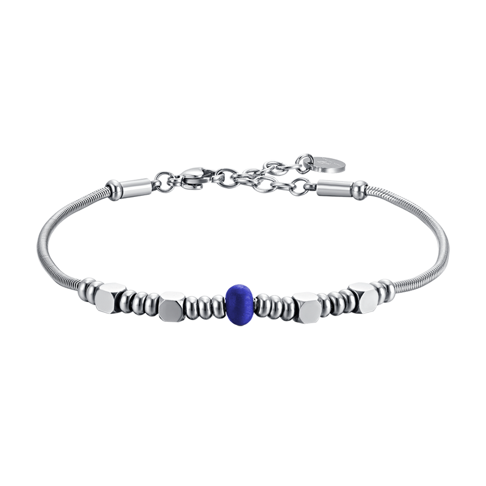 BRACELET HOMME EN ACIER AVEC PIERRE BLEUE