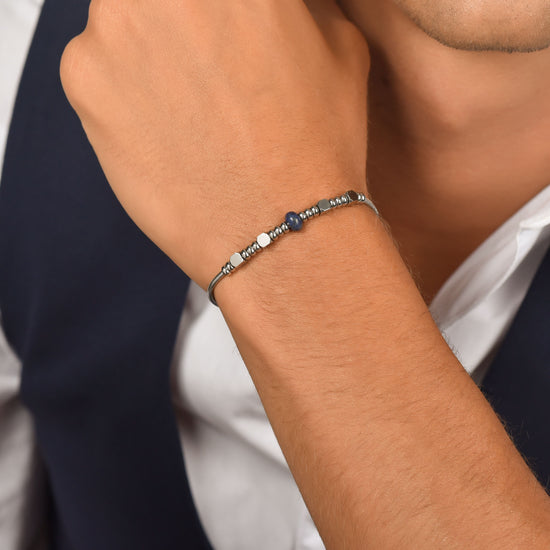 BRACELET HOMME EN ACIER AVEC PIERRE BLEUE