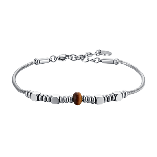 BRACELET HOMME EN ACIER AVEC PIERRES EN OEIL DE TIGRE