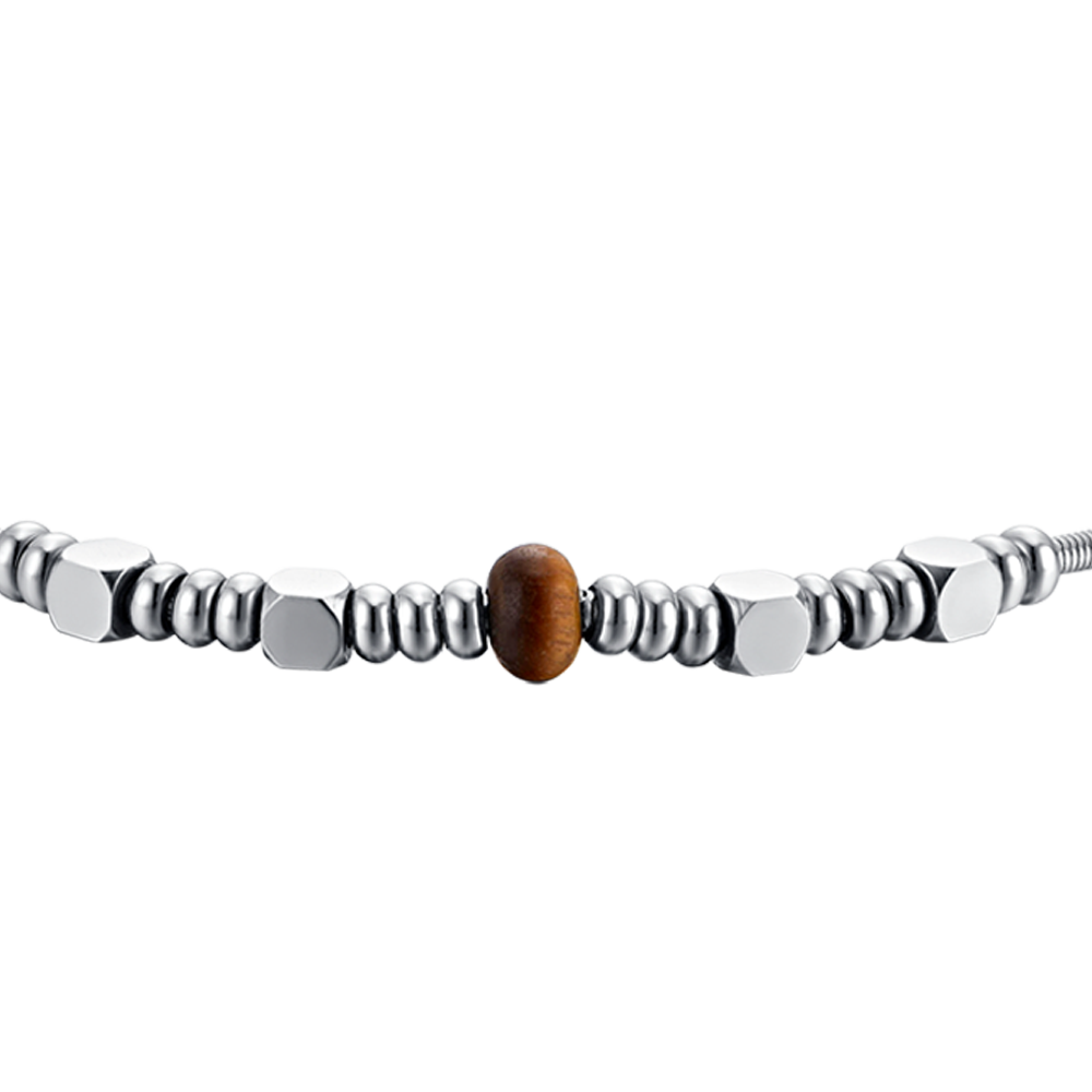 BRACELET HOMME EN ACIER AVEC PIERRES EN OEIL DE TIGRE