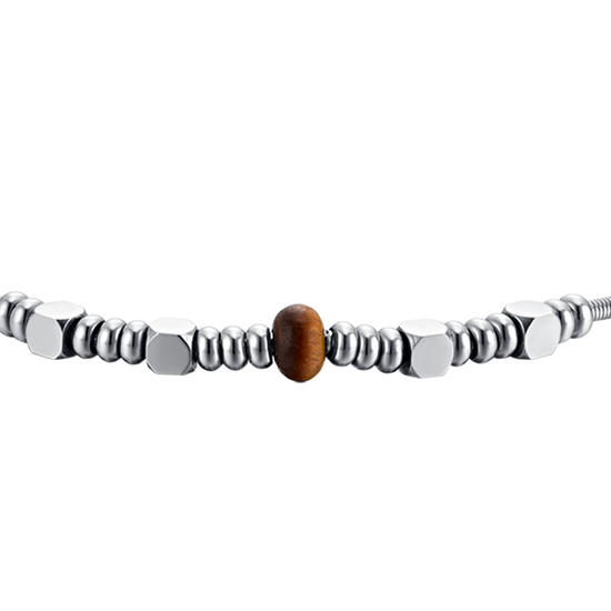 BRACELET HOMME EN ACIER AVEC PIERRES EN OEIL DE TIGRE