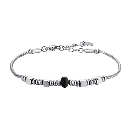 BRACELET HOMME EN ACIER AVEC AGATE NOIRE