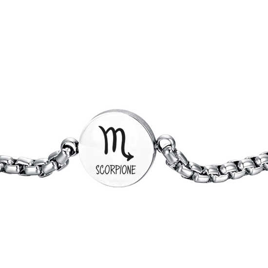 BRACELET HOMME EN ACIER SIGNE DU ZODIAQUE SCORPION PLAQUE