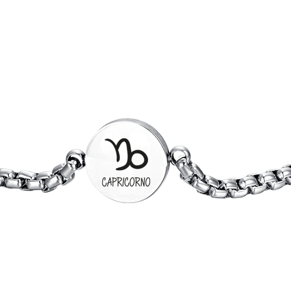 BRACELET HOMME EN ACIER SIGNE ASTROLOGIQUE CAPRICORNE PLAQUE