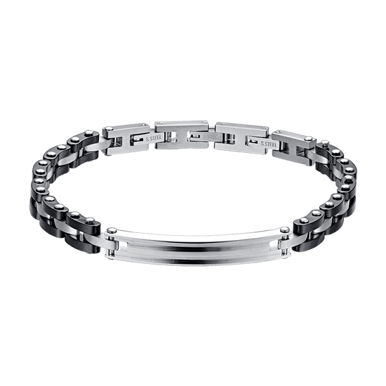 BRACELET HOMME EN ACIER AVEC CÉRAMIQUE NOIRE