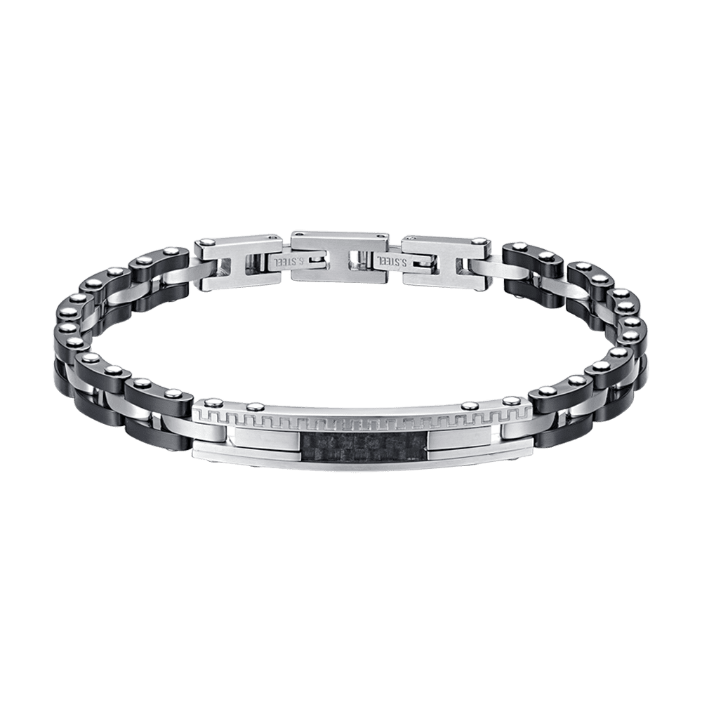 BRACELET HOMME EN ACIER AVEC CÉRAMIQUE NOIRE