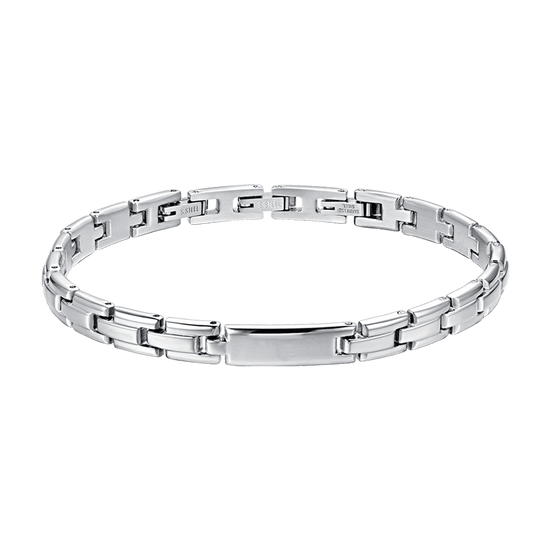 BRACELET HOMME EN ACIER AVEC PLAQUE ARGENTÉE