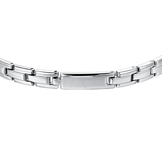 BRACELET HOMME EN ACIER AVEC PLAQUE ARGENTÉE