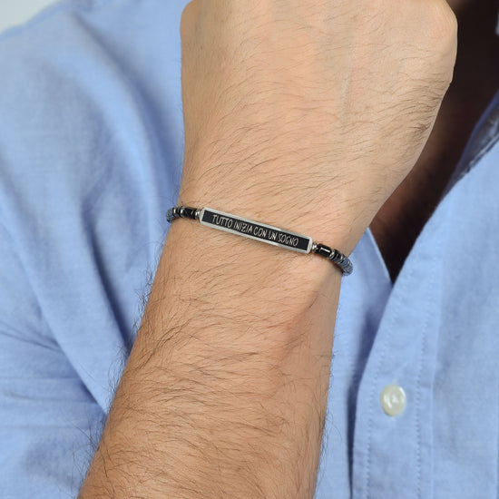 BRACELET EN ACIER POUR HOMME TOUT COMMENCE PAR UN RÊVE