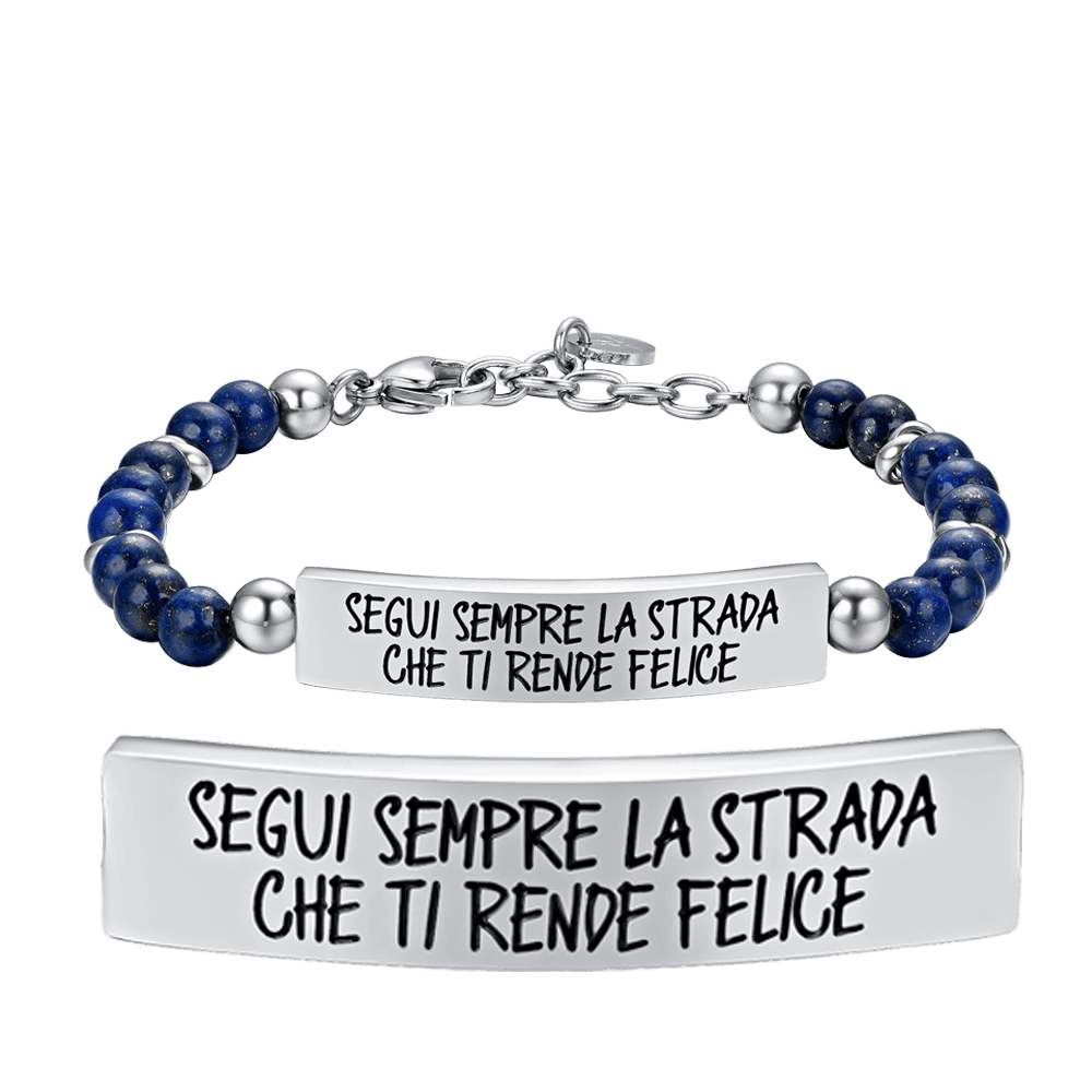 BRACELET EN ACIER POUR HOMMES SUIVEZ TOUJOURS LE CHEMIN QUI VOUS REND HEUREUX