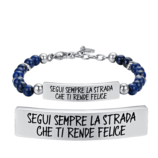 BRACELET EN ACIER POUR HOMMES SUIVRE TOUJOURS LE CHEMIN QUI VOUS REND HEUREUX Luca Barra