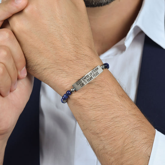 BRACELET EN ACIER POUR HOMMES SUIVEZ TOUJOURS LE CHEMIN QUI VOUS REND HEUREUX