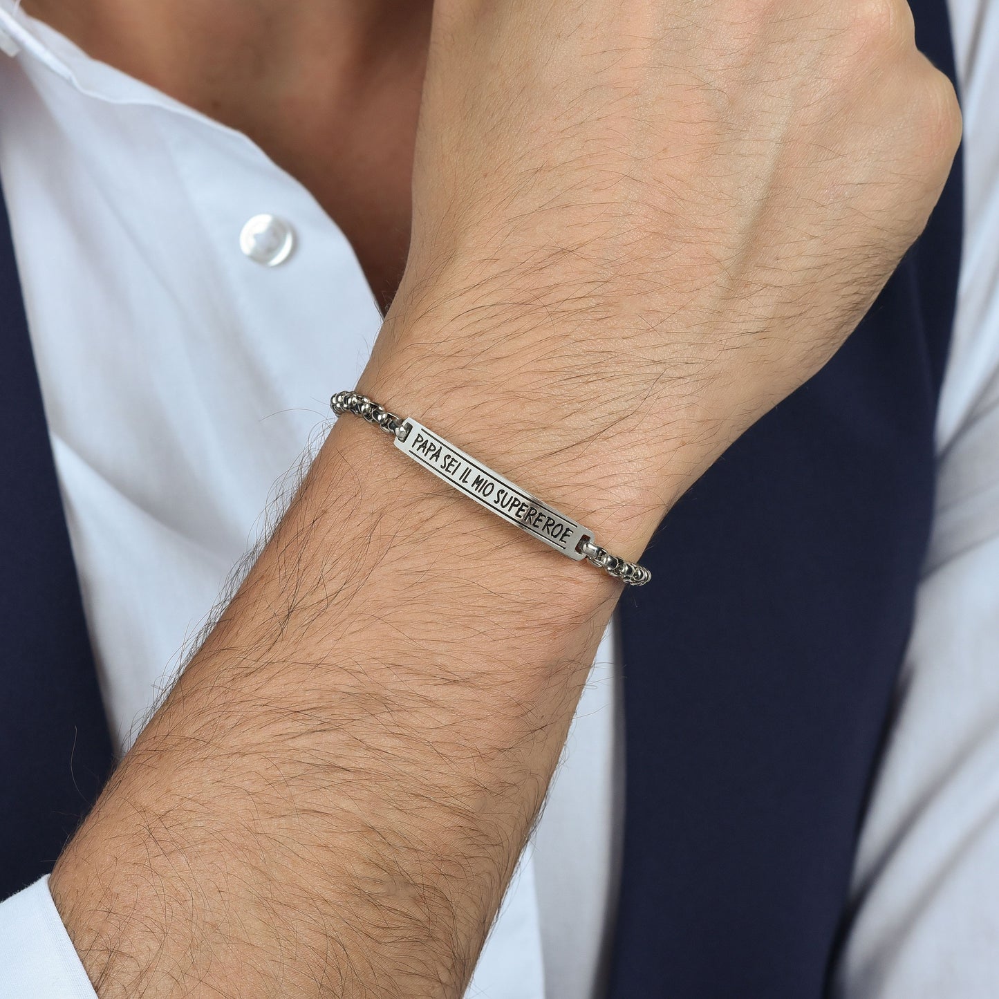 BRACELET HOMME EN ACIER DADDY YOU'RE MY SUPERHERO