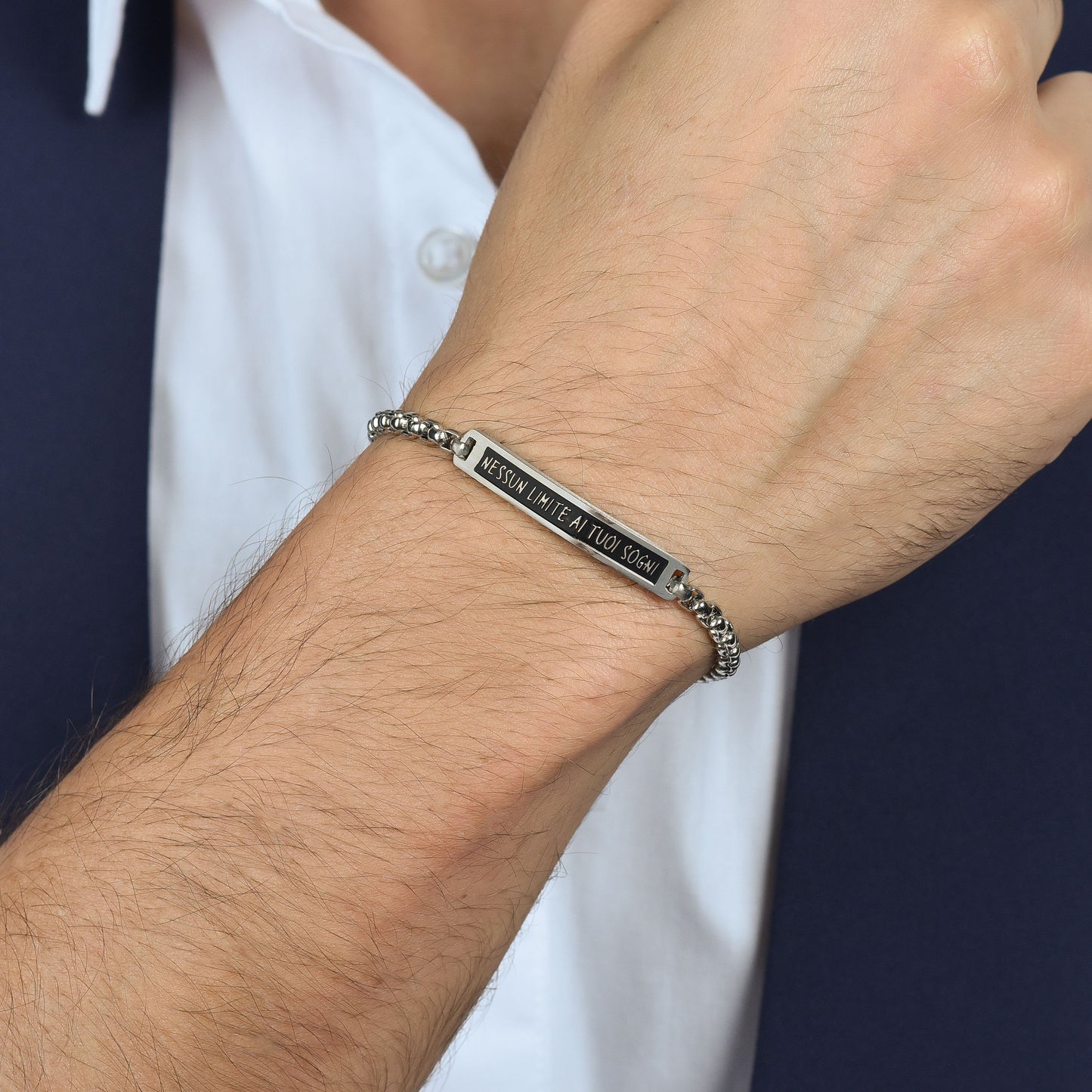 BRACELET EN TÔLE D'ACIER POUR HOMMES PAS DE LIMITES À VOS RÊVES