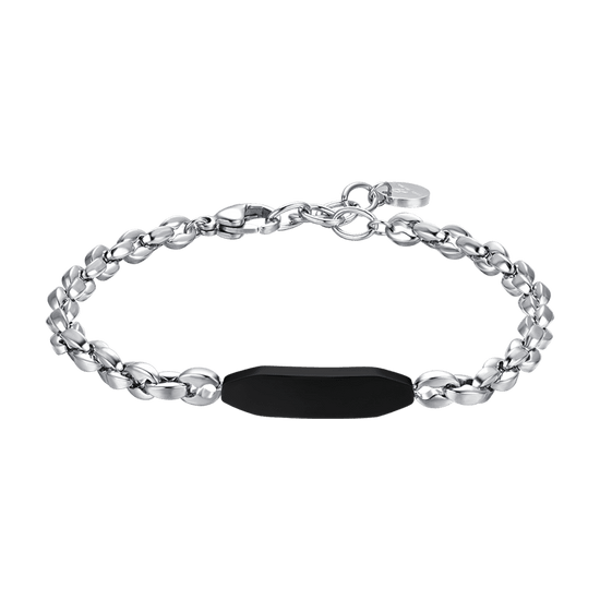 BRACELET ACIER POUR HOMME AVEC ÉLÉMENT IP NOIR