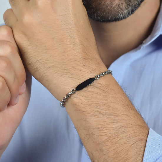 BRACELET ACIER POUR HOMME AVEC ÉLÉMENT IP NOIR