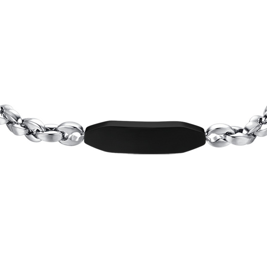 BRACELET ACIER POUR HOMME AVEC ÉLÉMENT IP NOIR